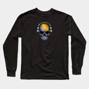 Dark Skull Deejay with Bosnian Flag Long Sleeve T-Shirt